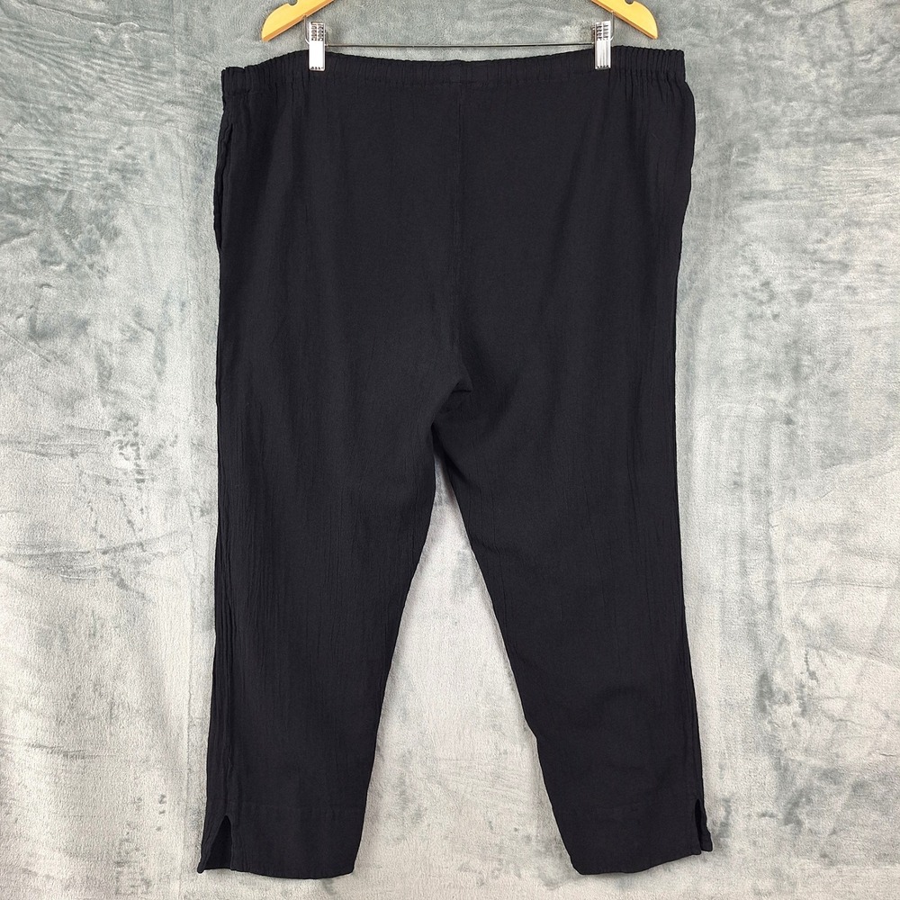 Oh My Gauze Pants L/XL Black Pull On Boho Lagenlook Beach Coastal Crop High Rise - Picture 7 of 9